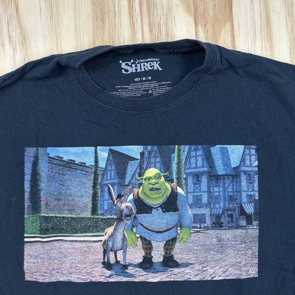 Shrek Move Promi T-Shirt Women's Medium Black Short Sleeve Graphic Y2K